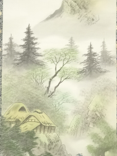 道具 ] - 道具 秋峰筆 彩色山水 肉筆絹本掛軸 | ネットショップ圭